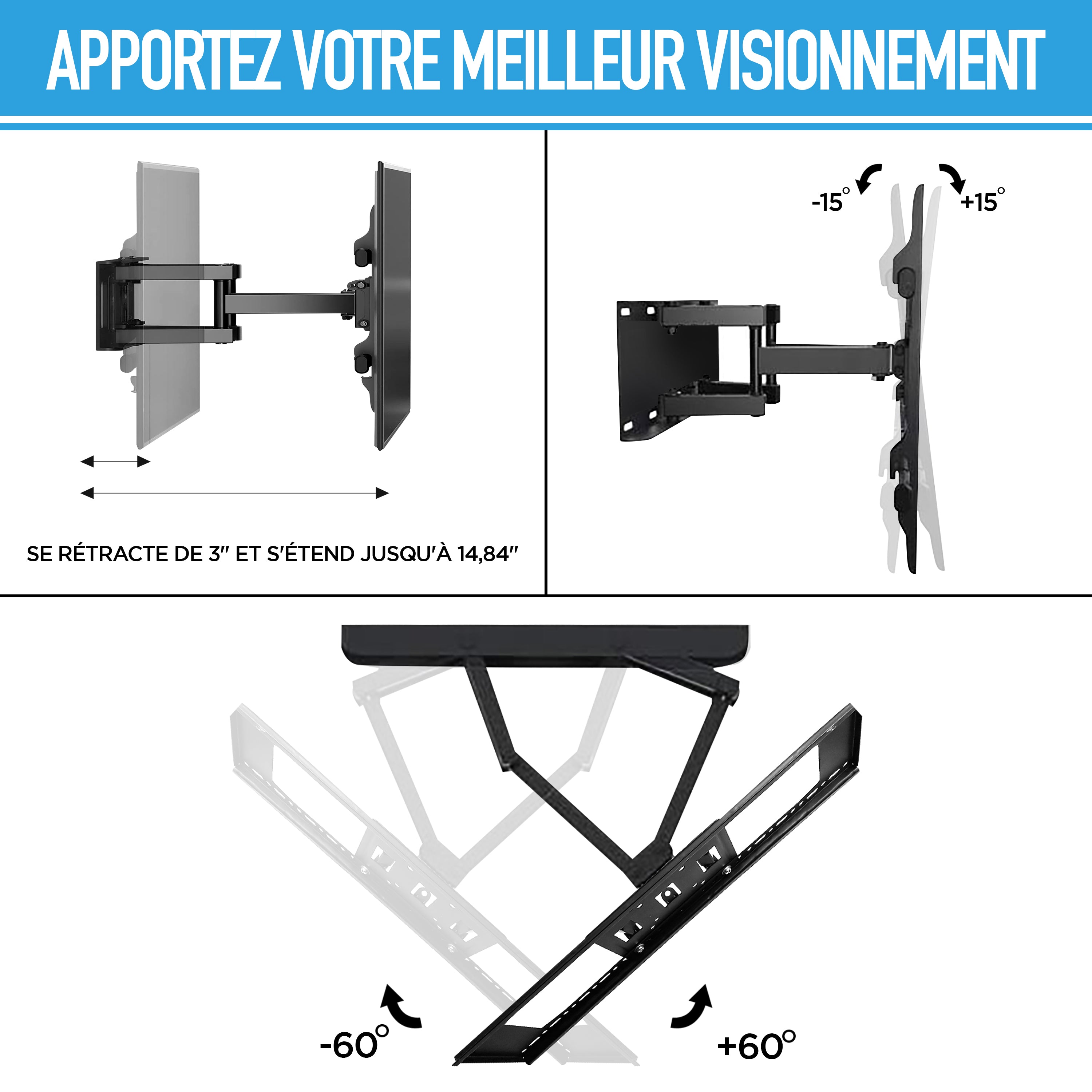 MountNova Full Motion TV Wall Mount | 32'' - 70 '' | heavy Duty